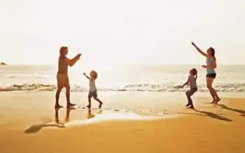 amily on beach in lanzarote